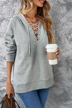 Load image into Gallery viewer, Lace Up Long Sleeve Hoodie
