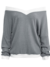 Load image into Gallery viewer, Contrast Trim Off-Shoulder Long Sleeve Sweatshirt
