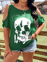 Load image into Gallery viewer, Plus Size Skeleton Graphic Round Neck Cold Shoulder T-Shirt
