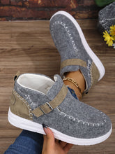 Load image into Gallery viewer, Contrast Round Toe Buckle Sneakers
