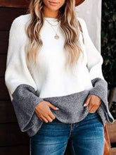 Load image into Gallery viewer, Contrast Round Neck Long Sleeve Sweater
