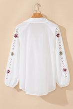Load image into Gallery viewer, Embroidered Eyelet Collared Neck Long Sleeve Shirt
