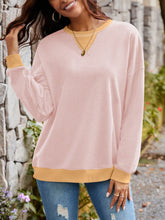 Load image into Gallery viewer, Contrast Round Neck Long Sleeve Sweatshirt
