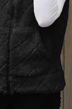 Load image into Gallery viewer, Fuzzy Plaid Texture Zip Up Vest Coat
