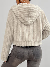 Load image into Gallery viewer, Zip Up Long Sleeve Fuzzy Hooded Jacket

