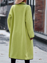 Load image into Gallery viewer, Full Size Contrast Trim Long Sleeve Coat with Pockets
