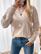 Load image into Gallery viewer, Perfee Flower Round Neck Long Sleeve Sweater
