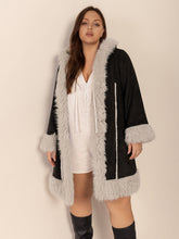 Load image into Gallery viewer, Plus Size Fuzzy Trim Open Front Long Sleeve Hooded Coat
