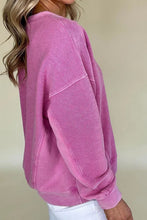 Load image into Gallery viewer, Notched Dropped Shoulder Long Sleeve Sweatshirt
