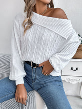 Load image into Gallery viewer, Cable-Knit One Shoulder Long Sleeve Sweater
