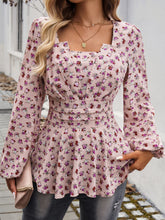 Load image into Gallery viewer, Devine Peplum Printed Long Sleeve Blouse

