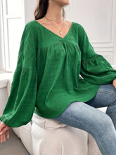 Load image into Gallery viewer, Plus Size Texture V-Neck Long Sleeve Top
