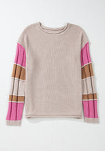 Load image into Gallery viewer, Color Block Round Neck Long Sleeve  Sweater

