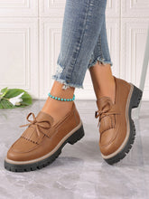 Load image into Gallery viewer, PU Leather Bow Platform Loafers
