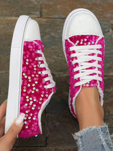 Load image into Gallery viewer, Sequin Round Toe Flat Sneakers
