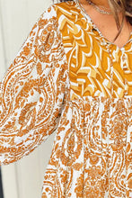 Load image into Gallery viewer, Printed Tie Neck Long Sleeve Mini Dress
