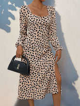 Load image into Gallery viewer, Tied Slit Printed Long Sleeve Midi Dress
