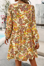 Load image into Gallery viewer, Printed Tie Neck Balloon Sleeve Mini Dress
