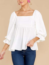 Load image into Gallery viewer, Smocked Square Neck Flounce Sleeve Blouse
