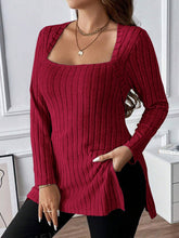 Load image into Gallery viewer, Plus Size Square Neck Long Sleeve Top
