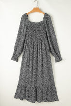 Load image into Gallery viewer, Printed Square Neck Long Sleeve Midi Dress
