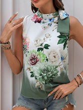 Load image into Gallery viewer, Tied Flower Printed Mock Neck Top
