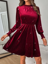 Load image into Gallery viewer, Glitter Mock Neck Long Sleeve Mini Dress
