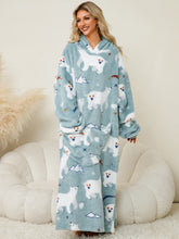Load image into Gallery viewer, Fuzzy Pocketed Long Sleeve Hooded Lounge Dress
