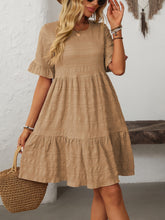 Load image into Gallery viewer, Mandy Ruffled Ruched Round Neck Half Sleeve Dress
