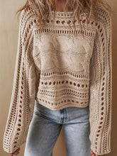 Load image into Gallery viewer, Hollow Out Cable-Knit Boat Neck Sweater
