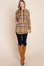 Load image into Gallery viewer, BOMBOM Drawstring Plaid Long Sleeve Hoodie
