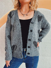 Load image into Gallery viewer, Heart Button Up Long Sleeve Cardigan
