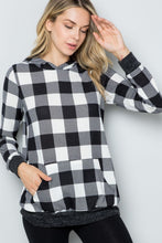 Load image into Gallery viewer, Celeste Full Size Contrast Plaid Long Sleeve Hoodie
