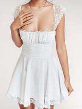 Load image into Gallery viewer, Lace Detail Square Neck Cap Sleeve Mini Dress
