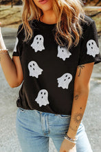 Load image into Gallery viewer, Glitter Ghost Round Neck Short Sleeve T-Shirt
