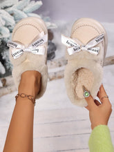 Load image into Gallery viewer, Bow Suede Platform Plush Slippers
