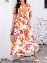 Load image into Gallery viewer, Smocked Printed Short Sleeve Midi Dress
