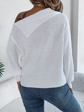 Load image into Gallery viewer, Cable-Knit One Shoulder Long Sleeve Sweater
