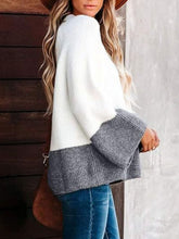 Load image into Gallery viewer, Contrast Round Neck Long Sleeve Sweater
