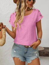 Load image into Gallery viewer, Mandy Eyelet Round Neck Short Sleeve Top

