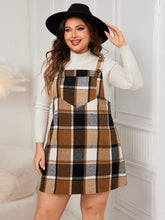 Load image into Gallery viewer, Plus Size Plaid Wide Strap Overall Dress
