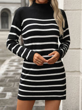 Load image into Gallery viewer, Striped Mock Neck Long Sleeve Mini Dress
