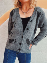 Load image into Gallery viewer, Heart Button Up Long Sleeve Cardigan
