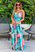 Load image into Gallery viewer, Crisscross Printed Surplice Cami Dress
