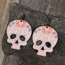 Load image into Gallery viewer, Alloy Hook Wooden Skeleton Earrings
