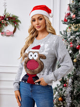 Load image into Gallery viewer, Reindeer Round Neck Long Sleeve Sweater
