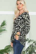 Load image into Gallery viewer, Celeste Full Size Leopard V-Neck Long Sleeve Blouse
