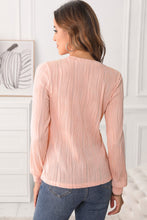 Load image into Gallery viewer, Textured Round Neck Long Sleeve Blouse
