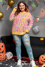 Load image into Gallery viewer, Plus Size Contrast Round Neck Long Sleeve Sweater
