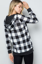 Load image into Gallery viewer, Celeste Full Size Contrast Plaid Long Sleeve Hoodie
